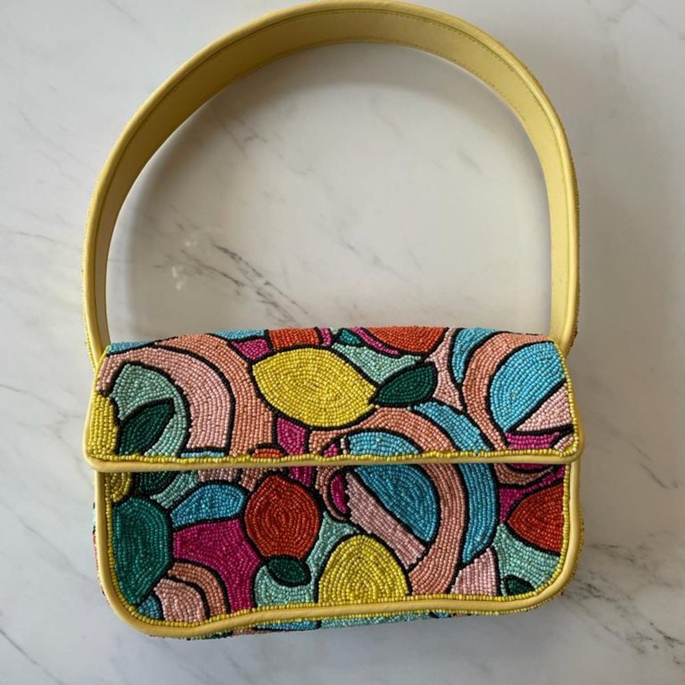 Basically new STAUD yellow beaded Tommy bag (with dust bag)
